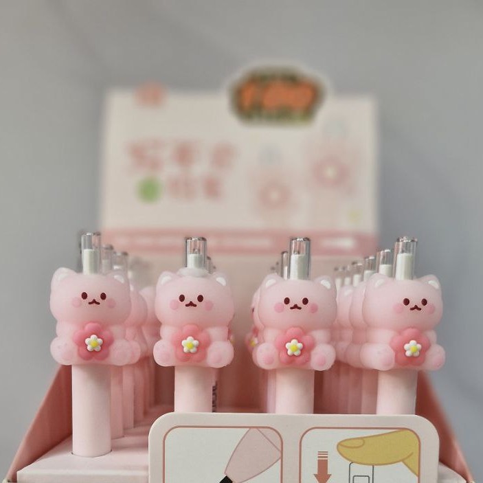 اتود خرس صورتی گل دار