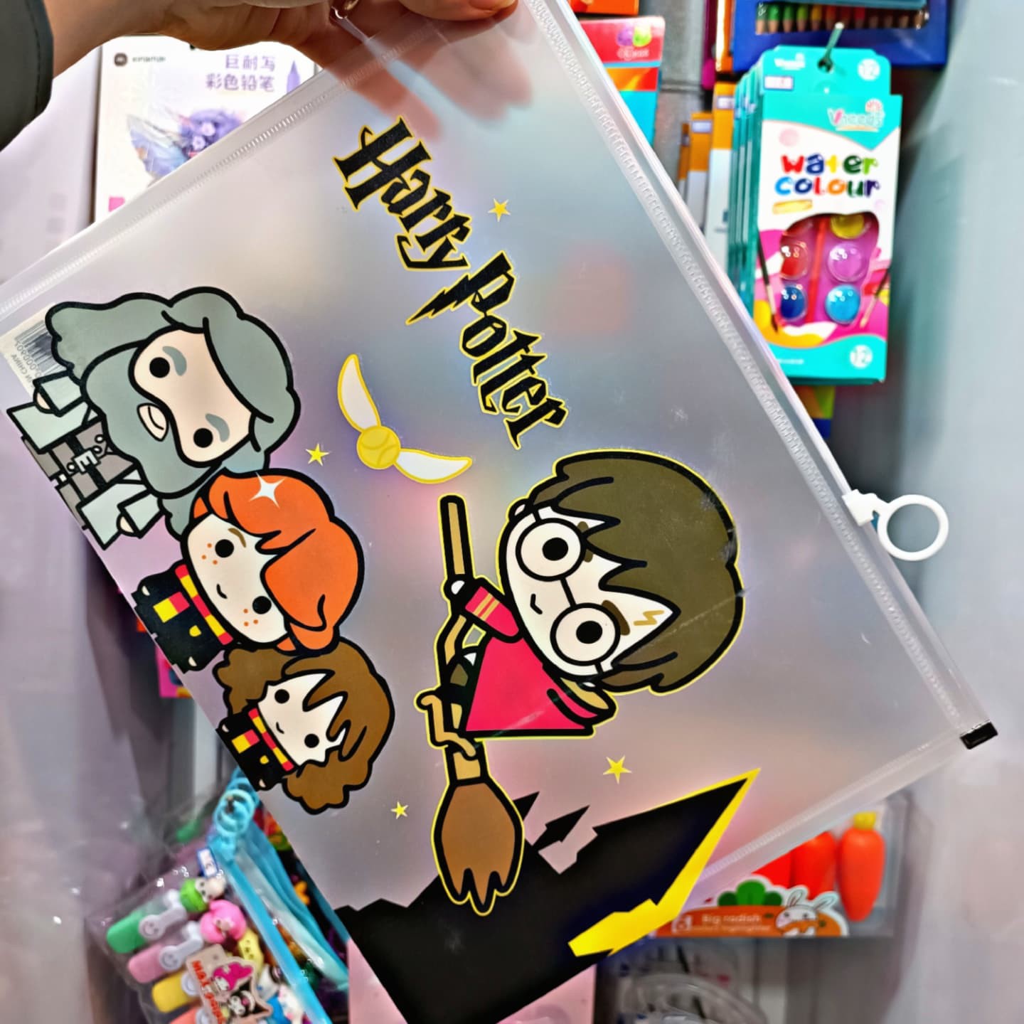 کاور زیپ کیف شفاف A4 هری پاتر